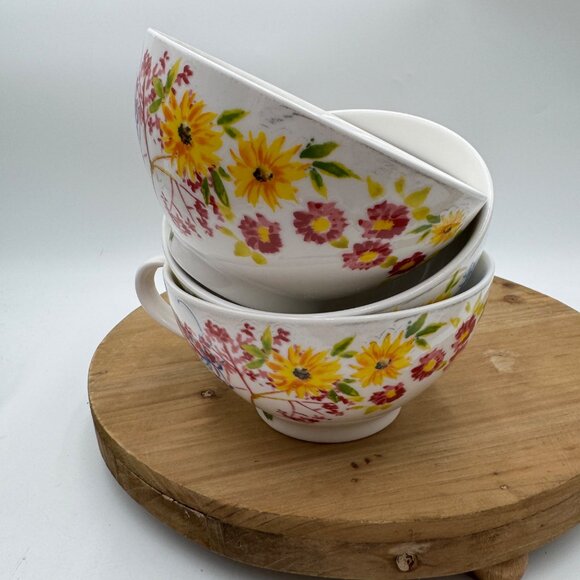 ANTHROPOLOGIE Multi-Color Floral Oversized Latte Mug cup tea coffee large flower - Picture 11 of 11